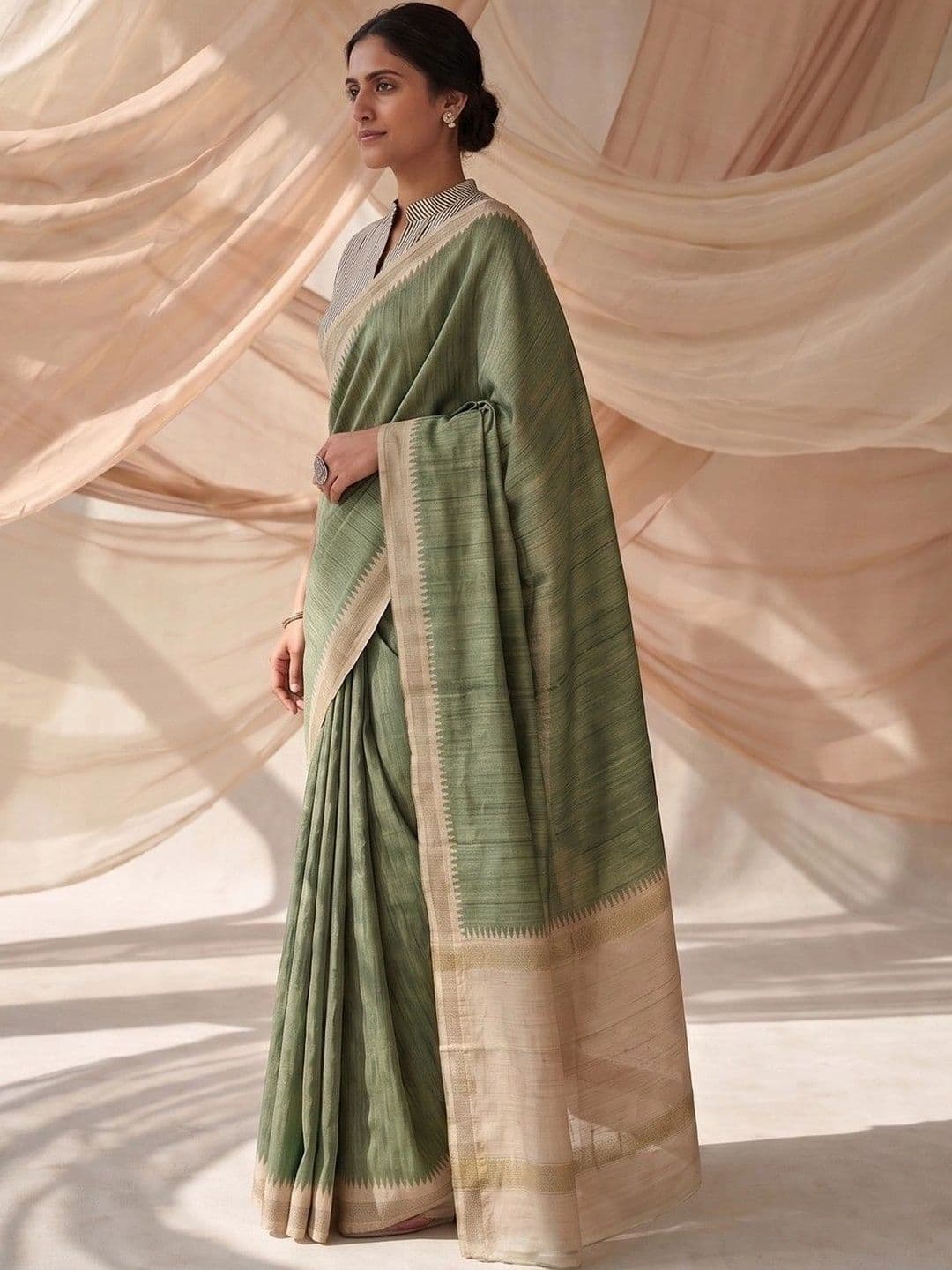 House of Vived Embellished Silk Blend Designer Saree thumbnail 2