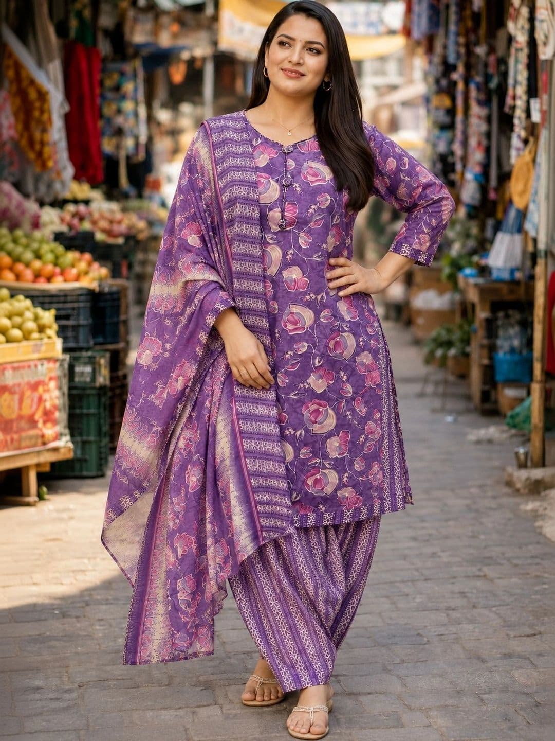 Aaradhya Fashion Women Floral Printed Regular Kurta with Patiala & With Dupatta thumbnail 5