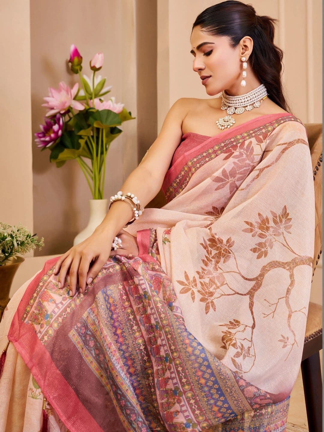 SAIYAMORI Floral Pure Cotton Saree thumbnail 5