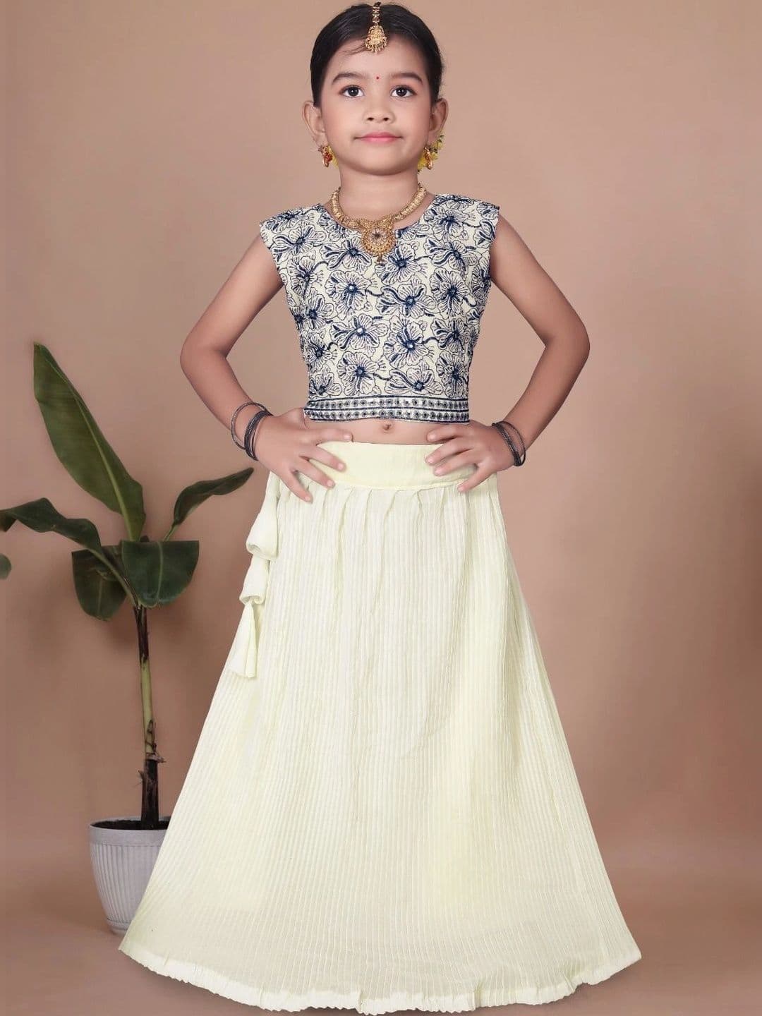 Tiny Twirls Girls Printed Ready to Wear Lehenga & - view 1