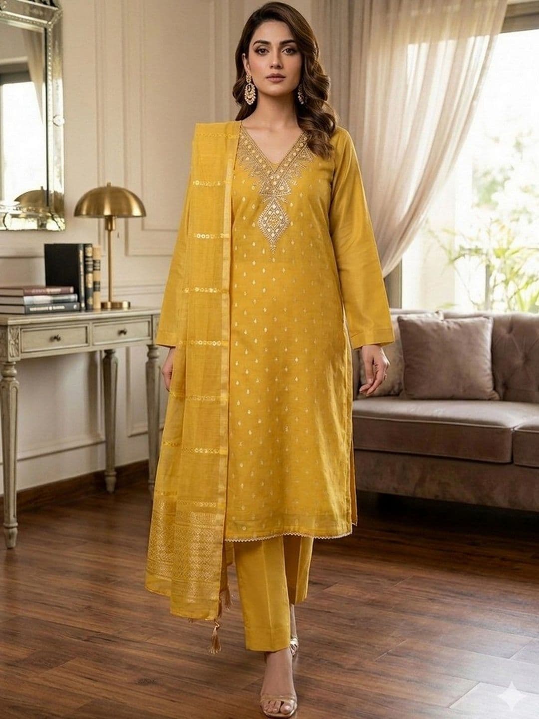 TAVAS Embroidered Unstitched Dress Material - view 1