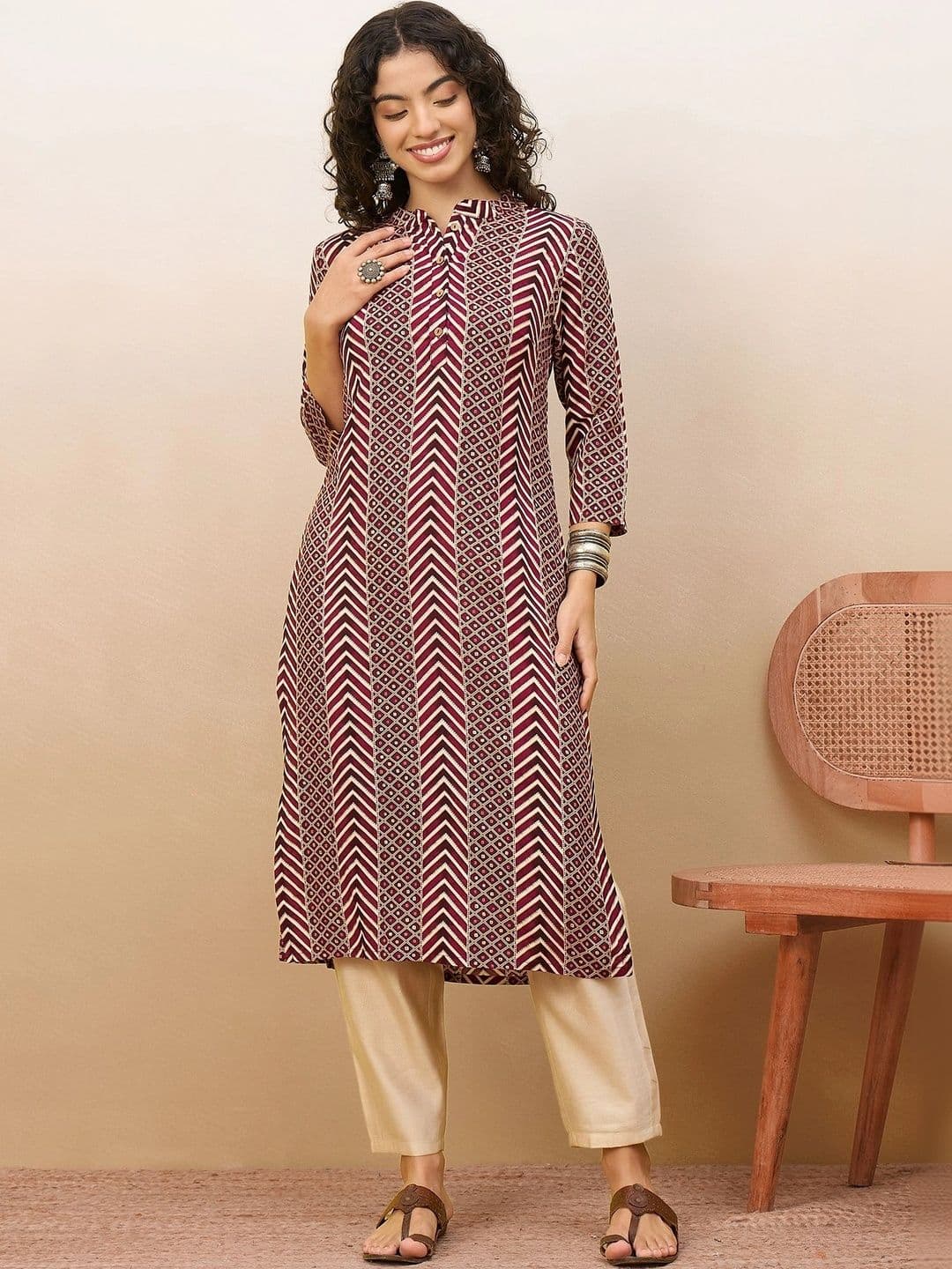 Anouk Women Geometric Printed Kurta - view 1