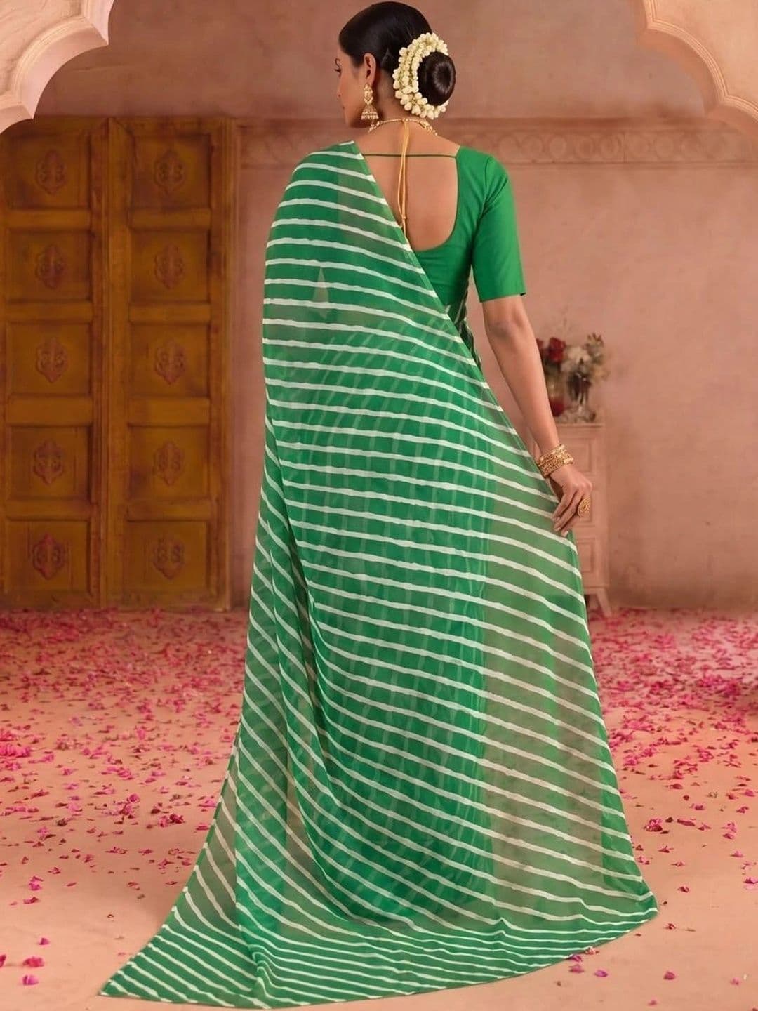 SAMANTHA Leheriya Poly Georgette Leheriya Saree thumbnail 5
