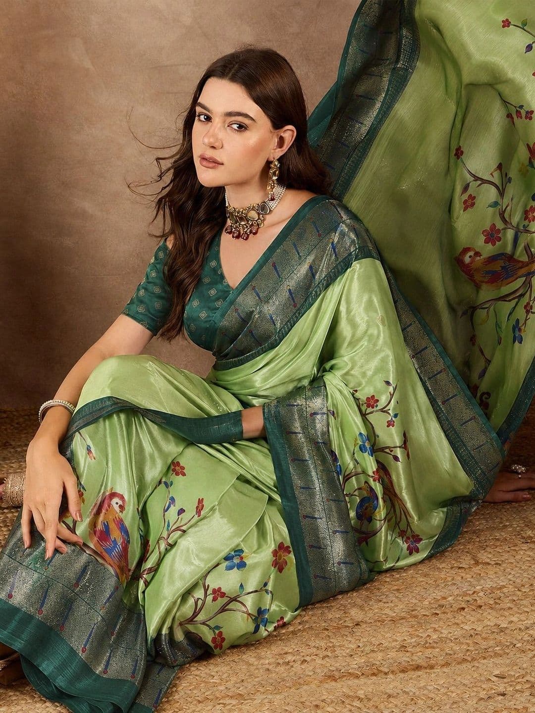 Sitanjali Kalamkari Zari Silk Blend Chanderi Saree thumbnail 2