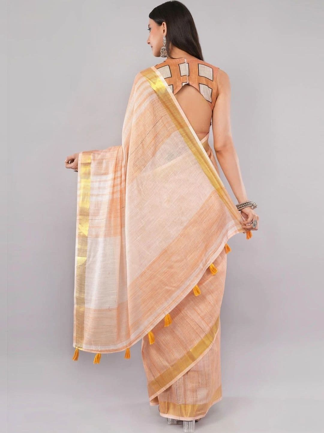 SAMANTHA Striped Linen Blend Saree thumbnail 5