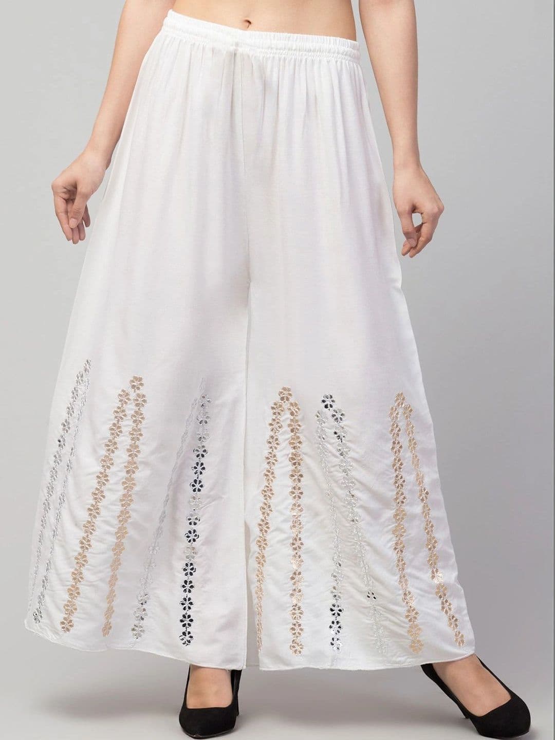 Meyara Women Embroidered Knitted Ethnic Palazzos - view 1