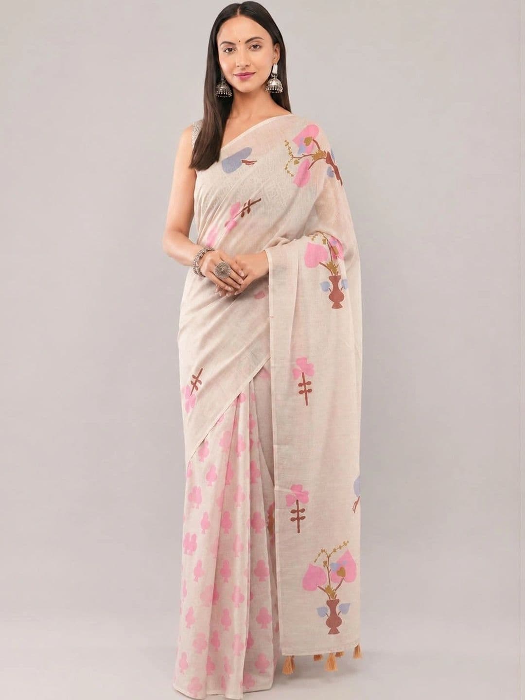 SAMANTHA Ethnic Motifs Linen Blend Saree - view 1