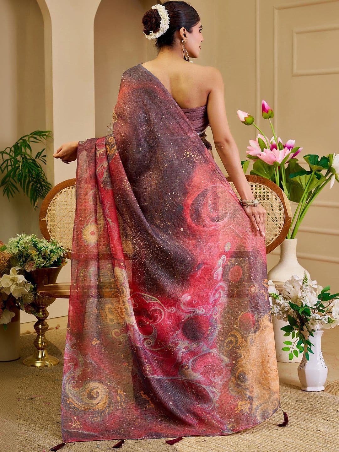SAIYAMORI Sequinned Pure Cotton Saree thumbnail 3