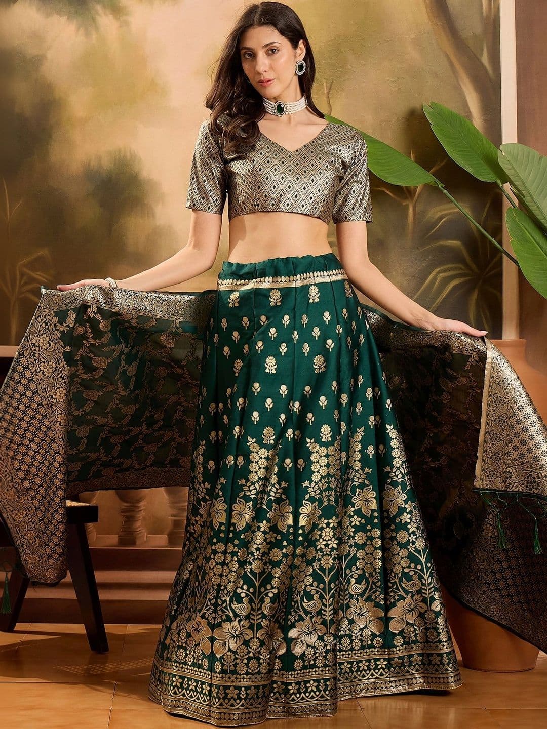 Anouk Rustic Semi-Stitched Lehenga & Unstitched Blouse With Dupatta thumbnail 5
