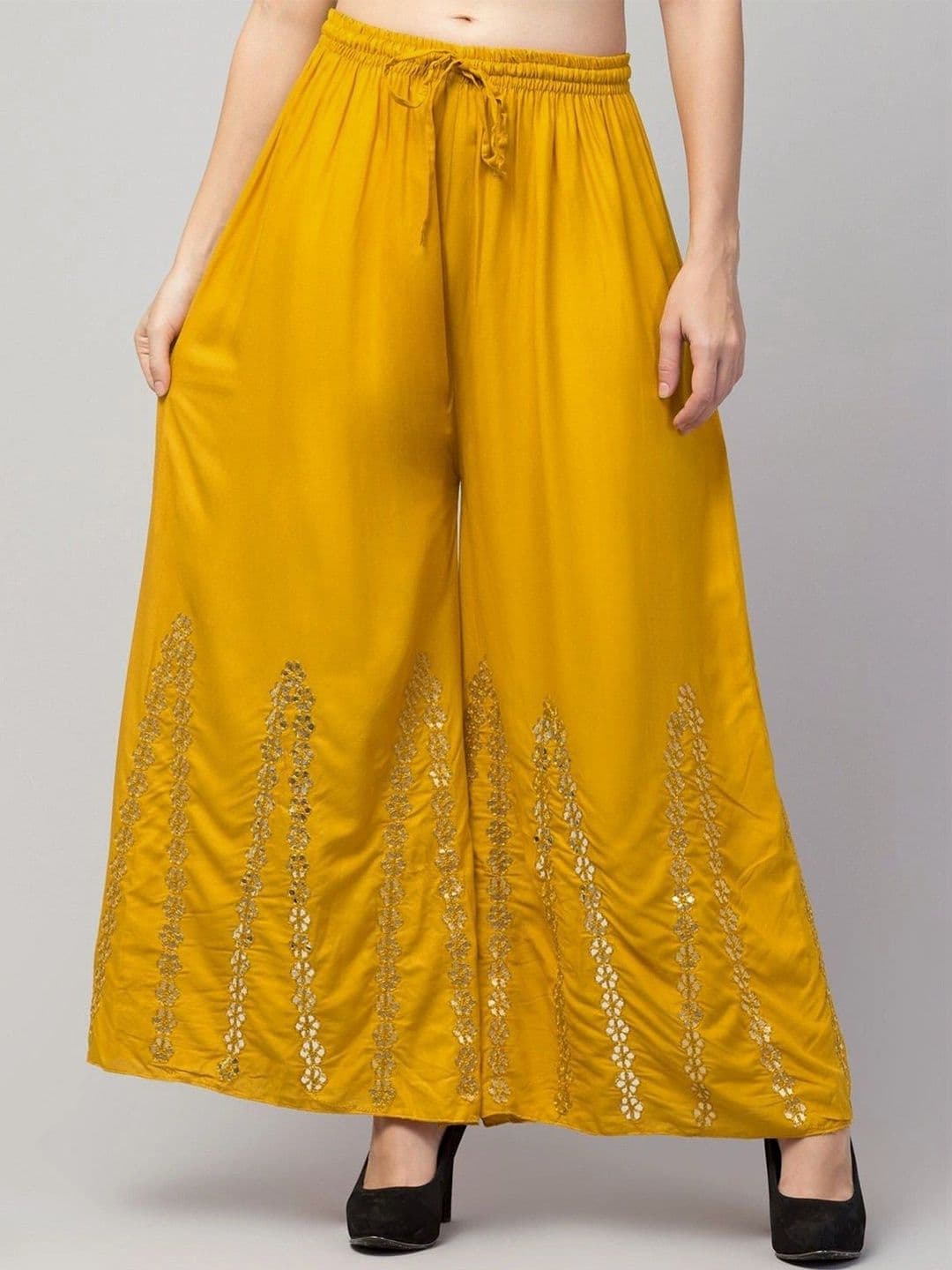 Meyara Women Ethnic Motifs Embroidered Knitted Ethnic Palazzos - view 1