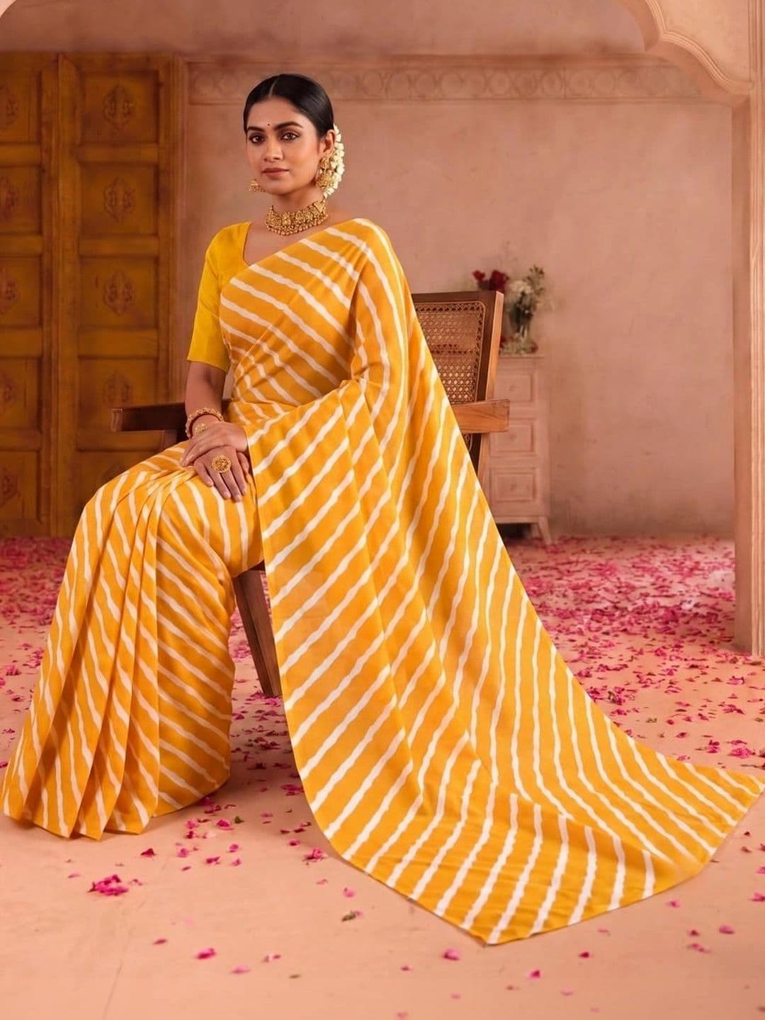 SAMANTHA Leheriya Poly Georgette Leheriya Saree thumbnail 7