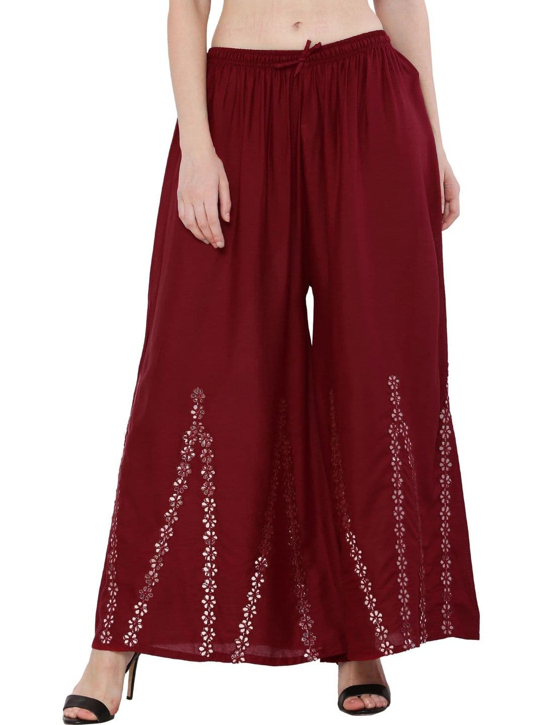 Meyara Women Embellished Knitted Ethnic Palazzos - view 1