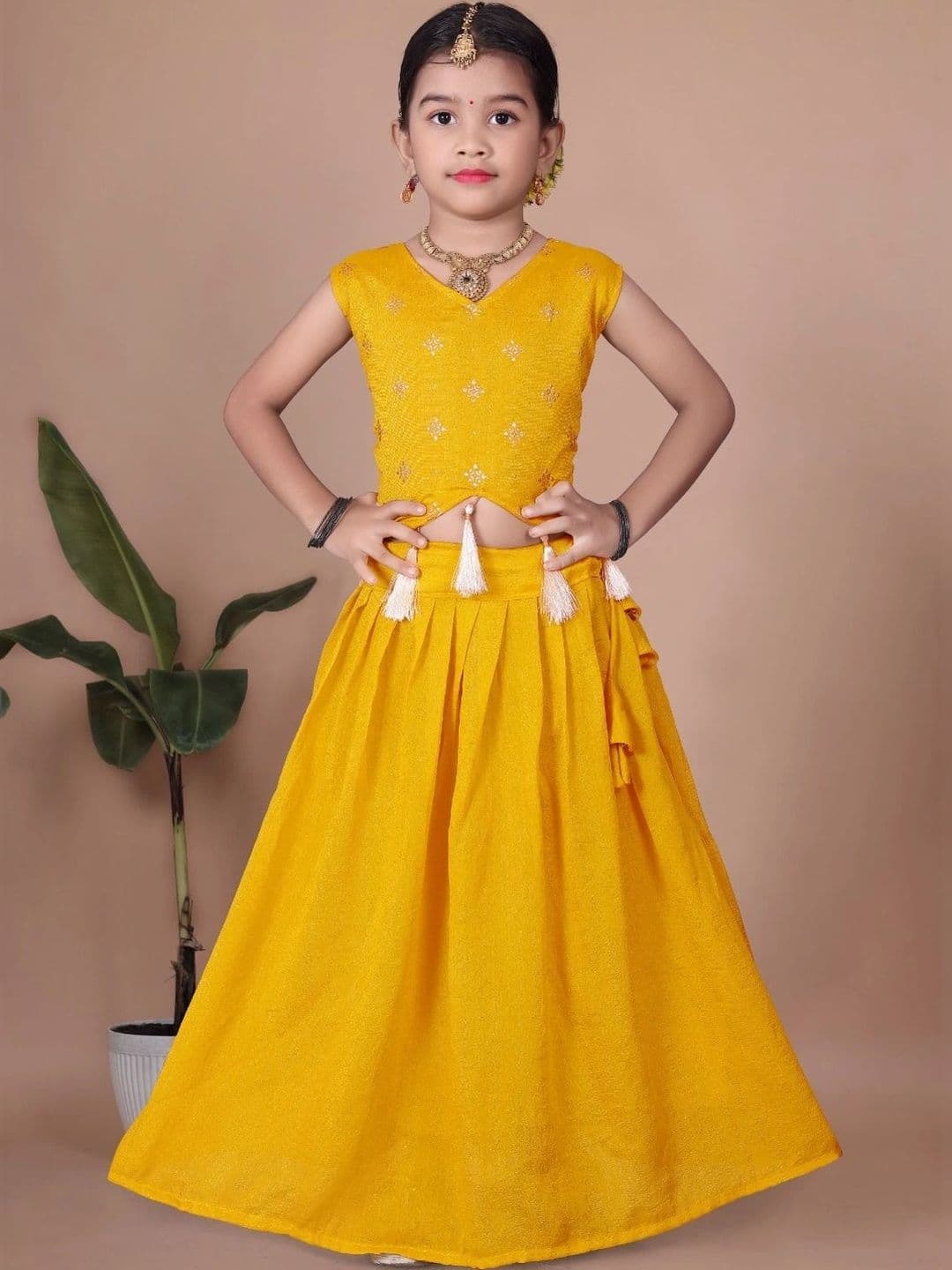 Tiny Twirls Girls Embellished Ready to Wear Lehenga & - view 1
