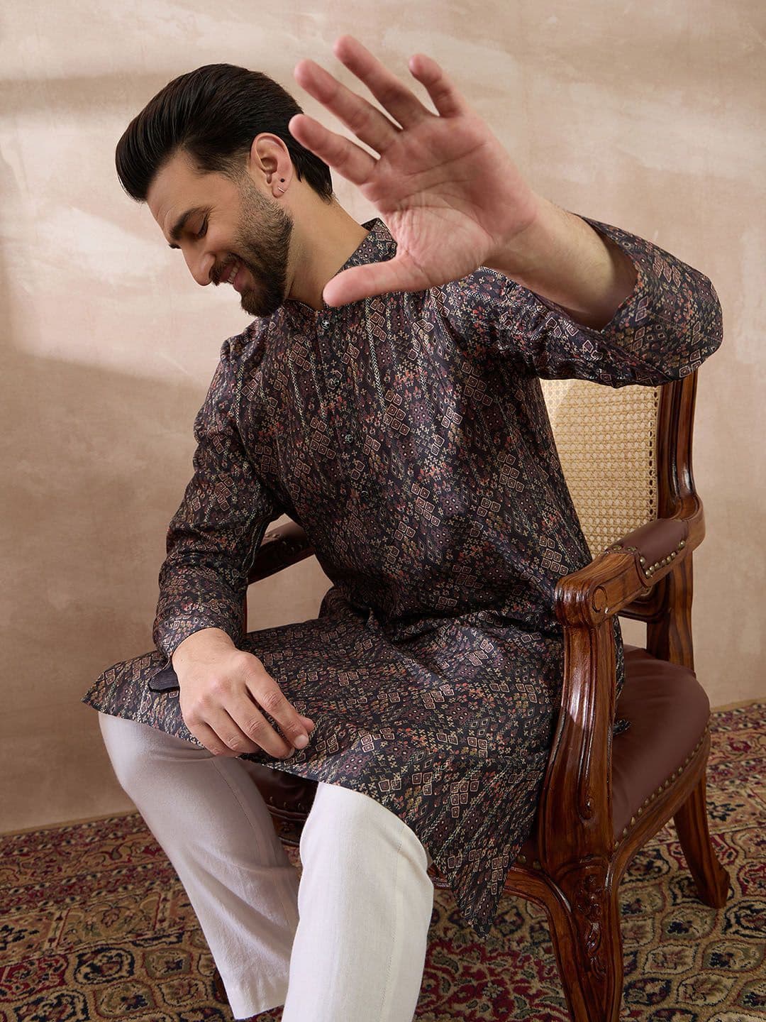 Ethnic Bay Men Ethnic Motifs Printed Summer Sheers Kurta thumbnail 3