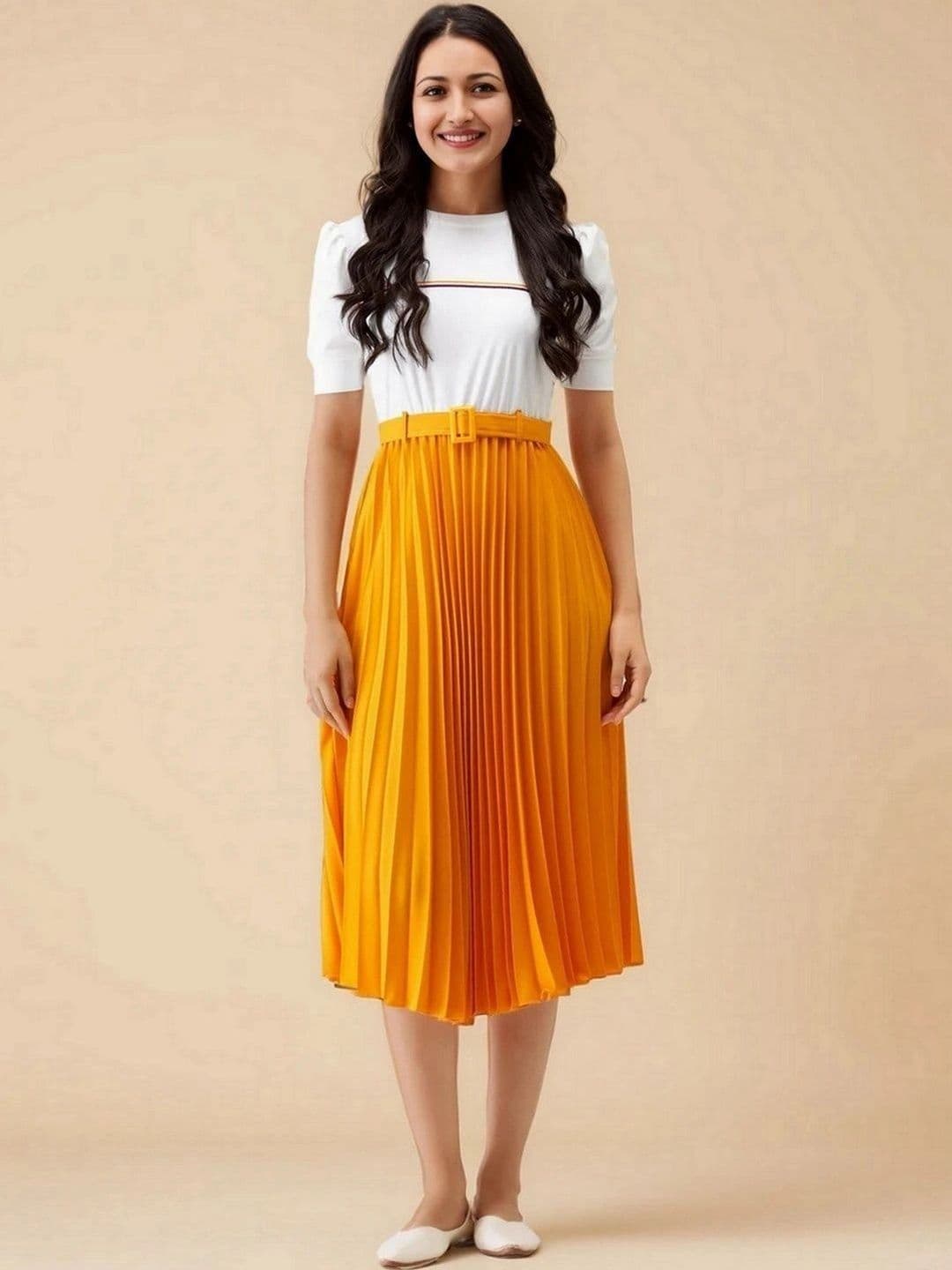 DressBerry Colourblocked Crepe A-Line Midi Dress thumbnail 7