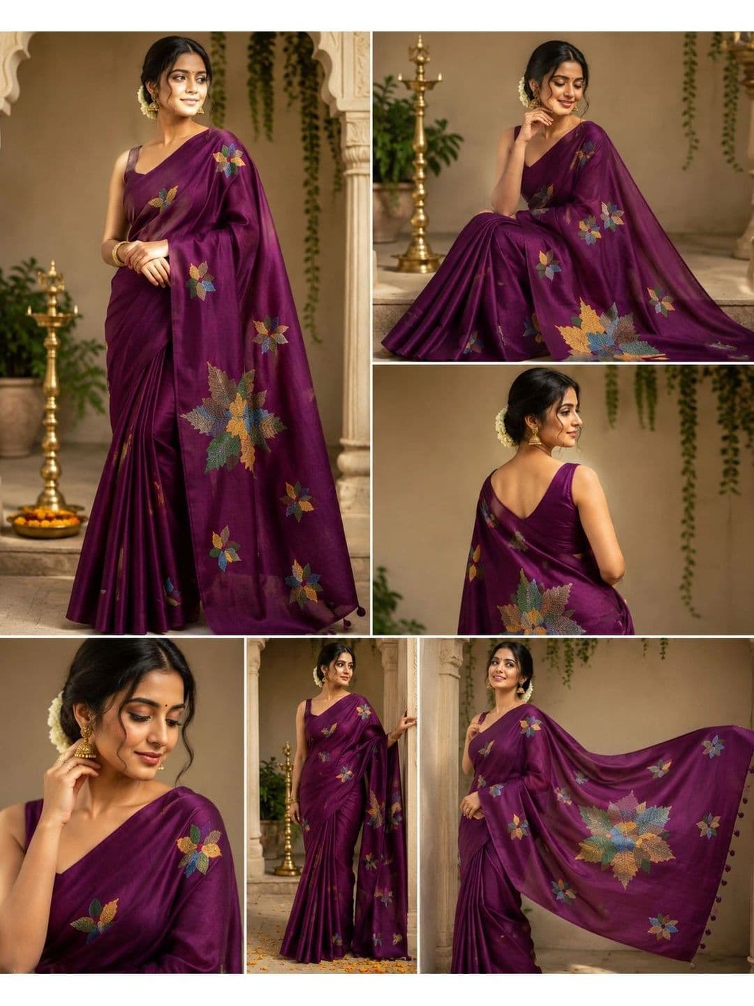 Madhav Kreation Woven Design Embroidered Linen Blend Mysore Silk Saree thumbnail 2
