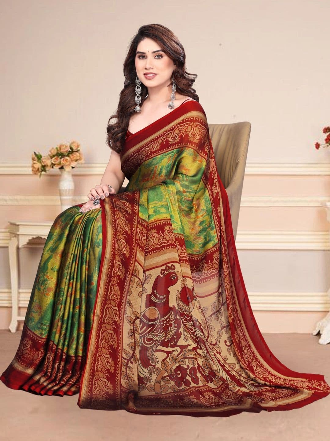 BOLOKA Poly Georgette Designer Saree thumbnail 4