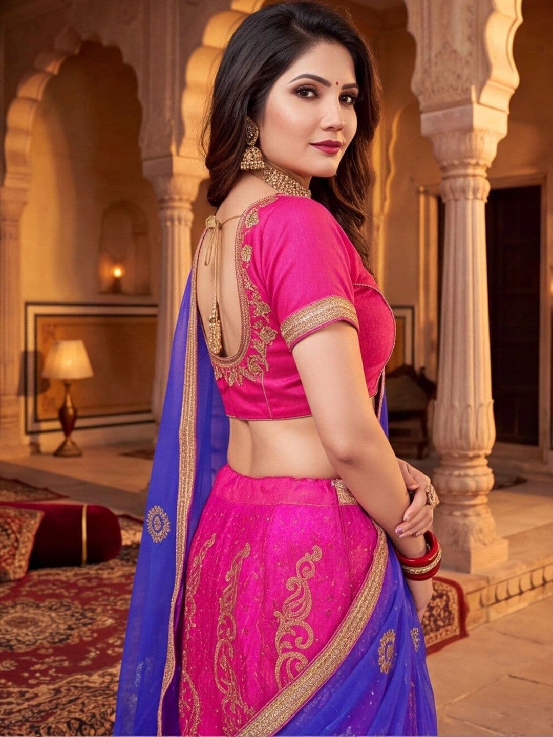 Anouk Rustic Embroidered Semi-Stitched Lehenga & Unstitched Blouse With Dupatta thumbnail 2