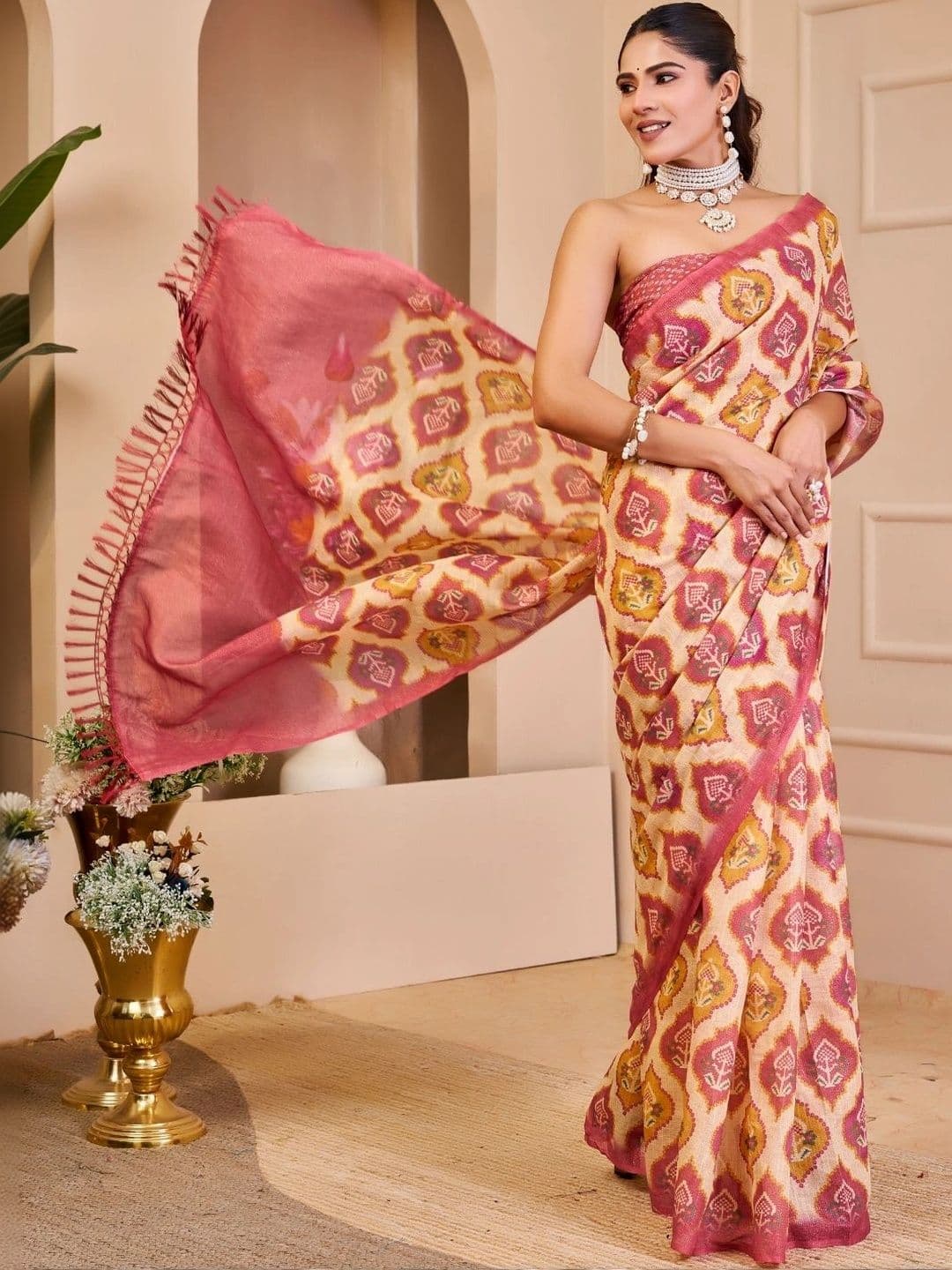 ZAMUNA Floral Tissue Designer Bhagalpuri Saree - view 1