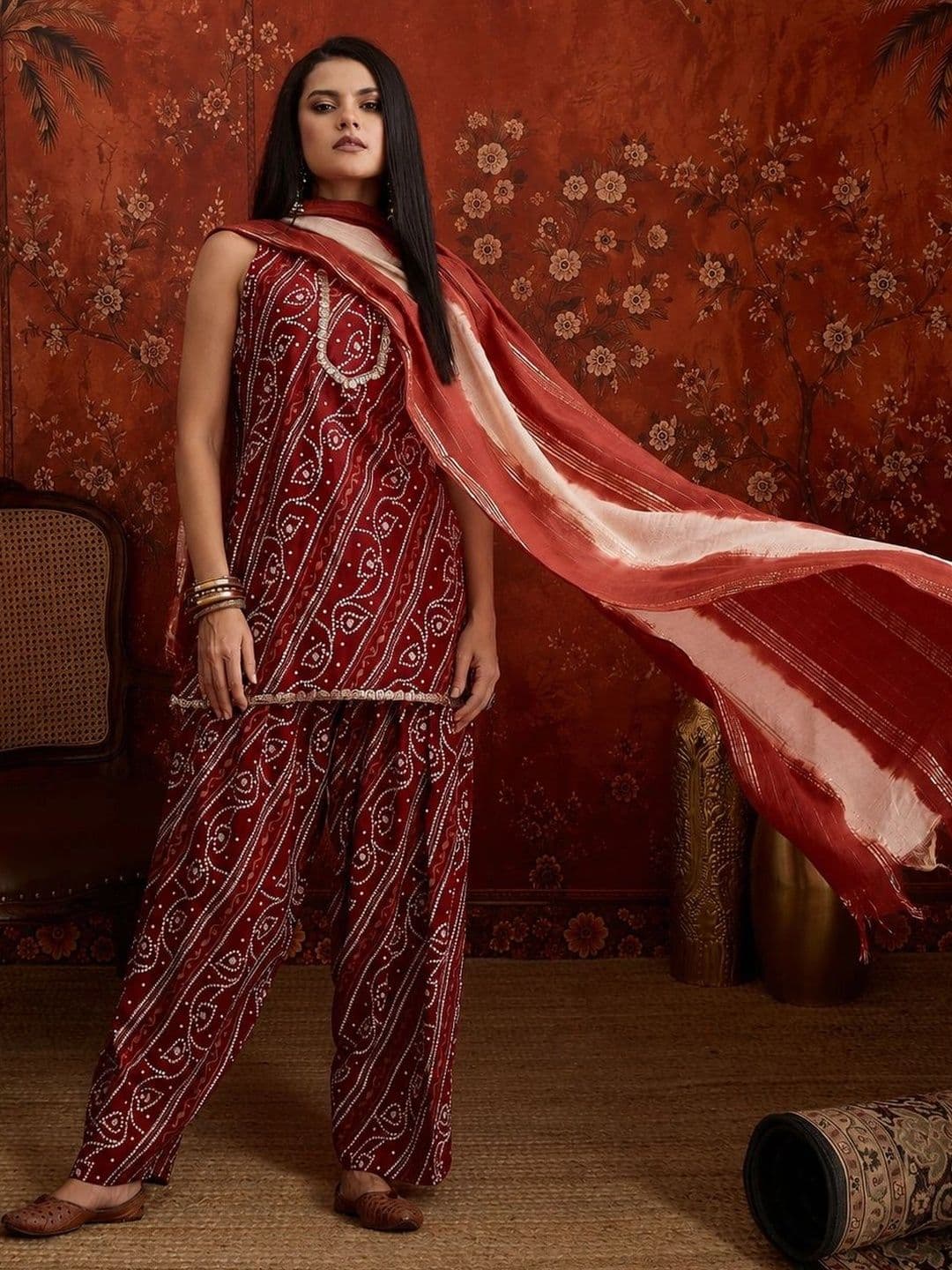 Sangria Women Ethnic Motifs Printed Regular Kurta with Patiala & With Dupatta - view 1