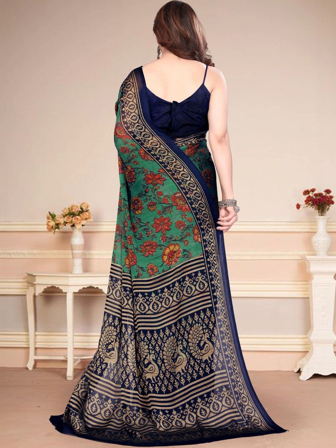 BOLOKA Paisley Poly Georgette Designer Saree thumbnail 5