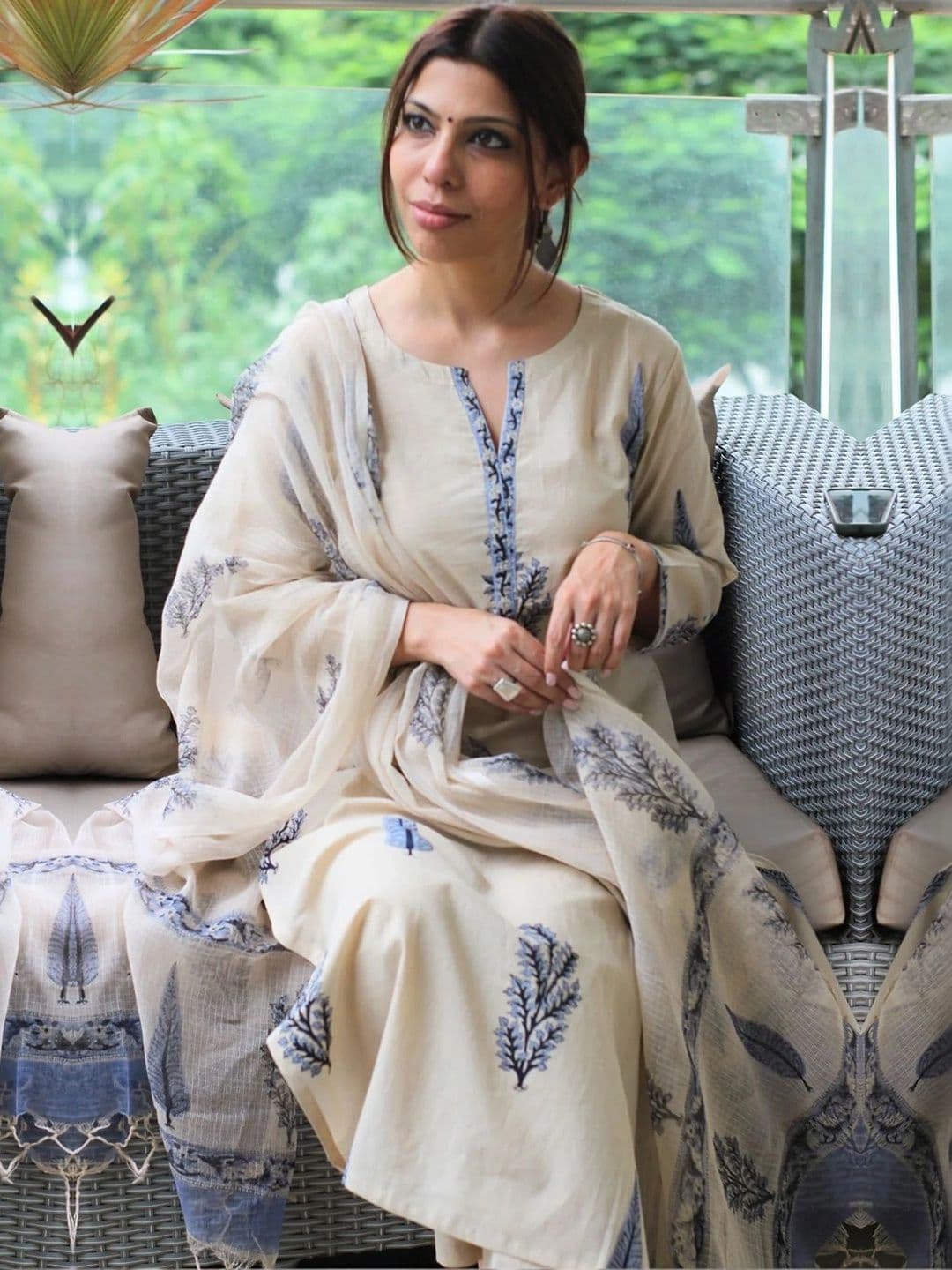 Anouk Women Ethnic Motifs Printed Regular Kurta with Trousers & With Dupatta thumbnail 2