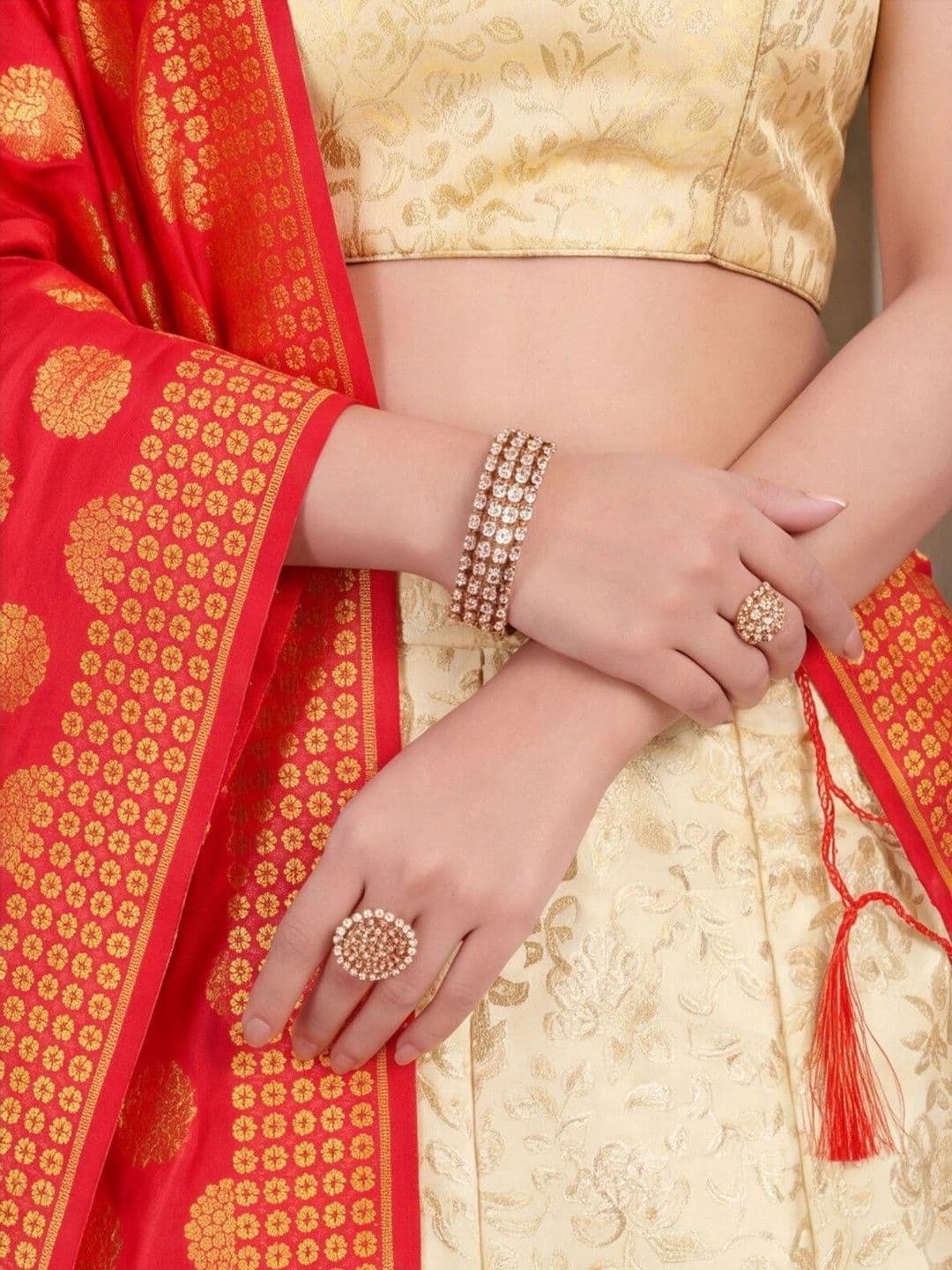 Anouk Rustic Anouk Women  Rustic Semi-Stitched Lehenga & Unstitched Blouse With Dupatta thumbnail 5
