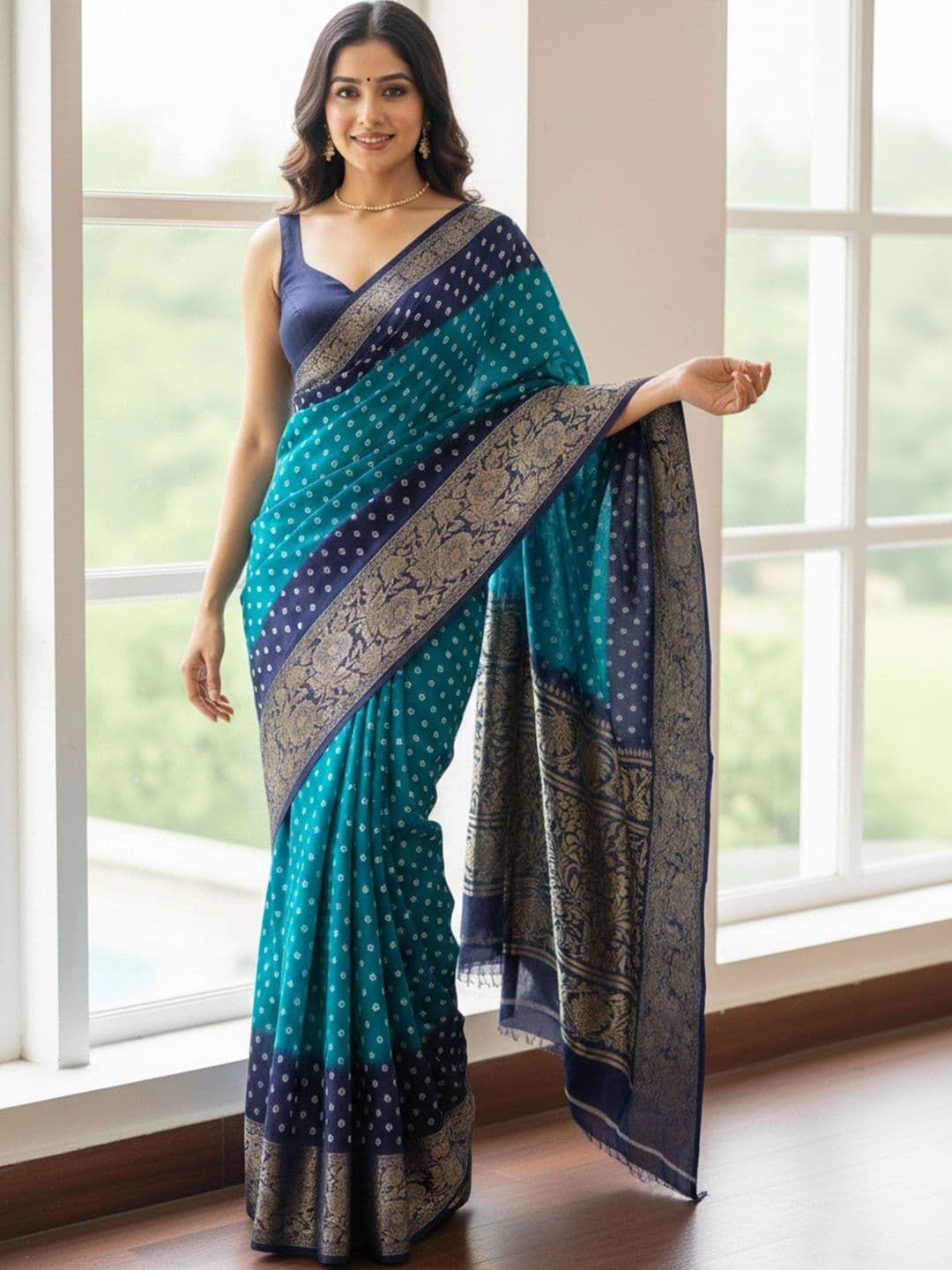 BOLOKA Bandhani Zari Art Silk Designer Bandhani Saree - view 1