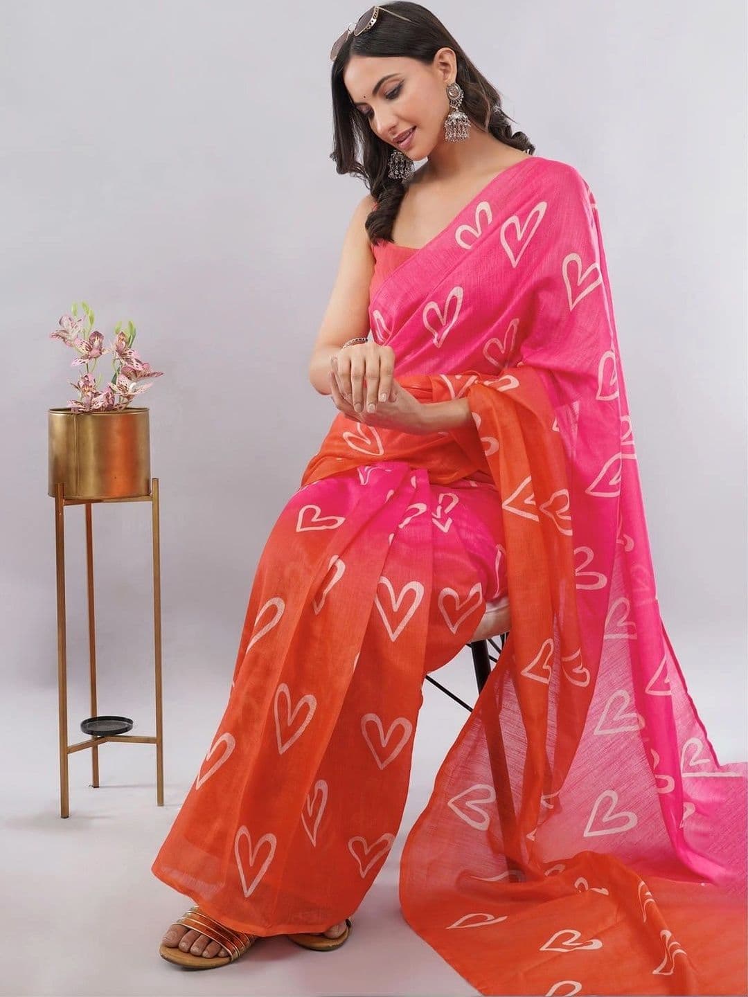 SAMANTHA Ethnic Motifs Linen Blend Belted Saree thumbnail 4
