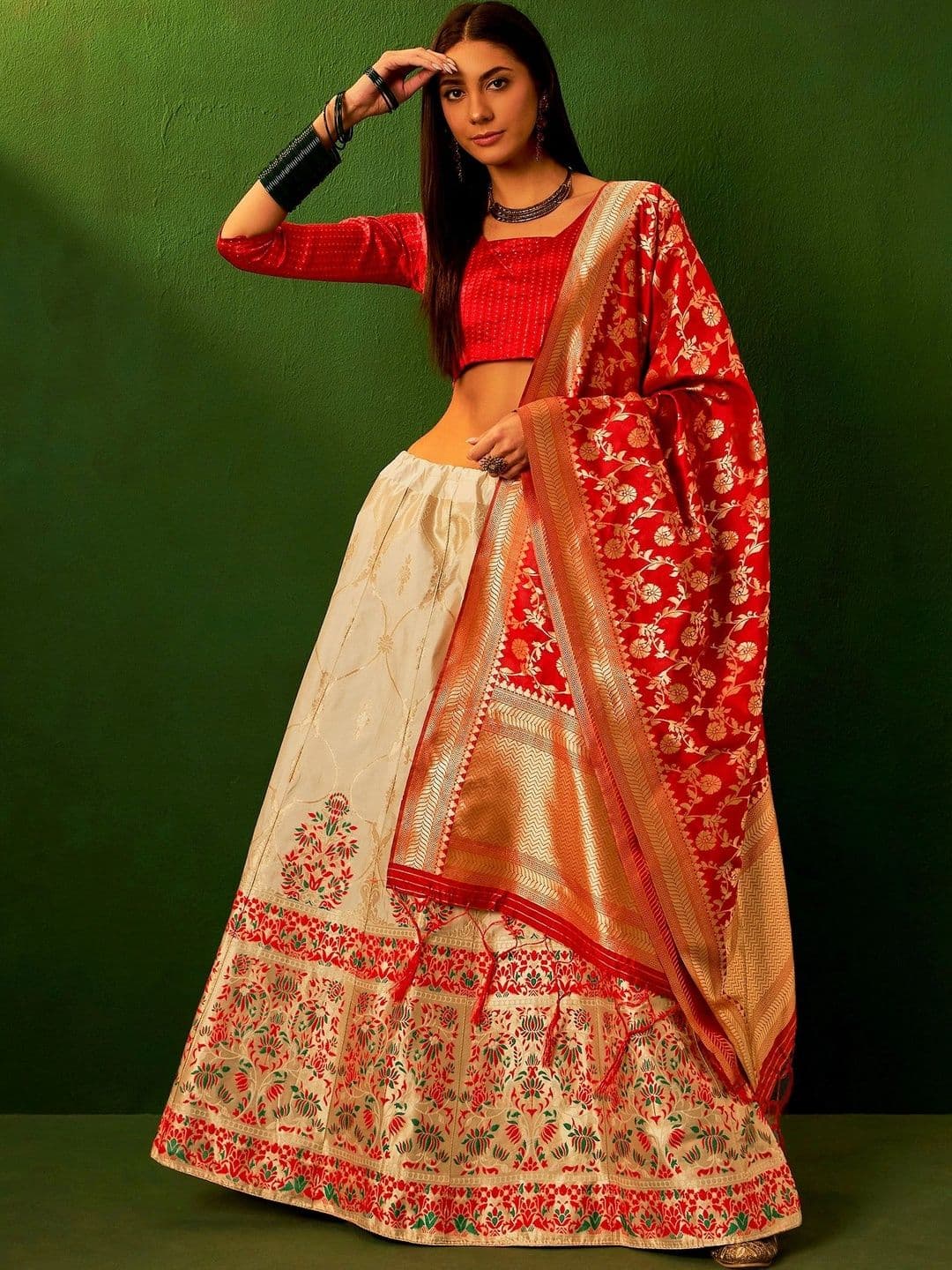 Anouk Rustic Semi-Stitched Lehenga & Unstitched Blouse With Dupatta - view 1