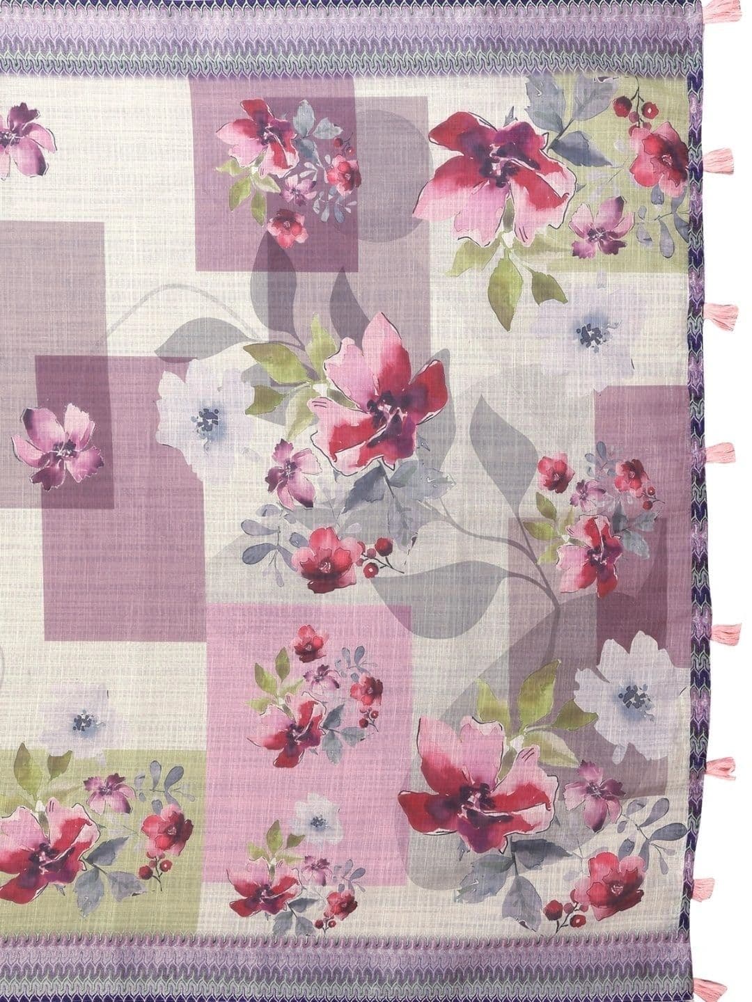 Kesarii Floral Linen Blend Saree thumbnail 2
