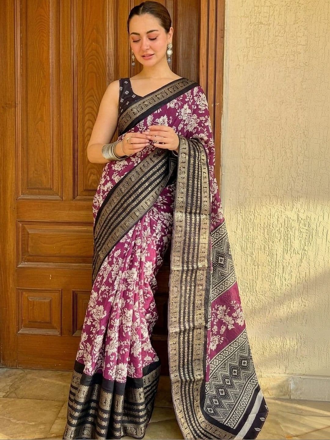 BOLOKA Floral Art Silk Designer Saree - view 1