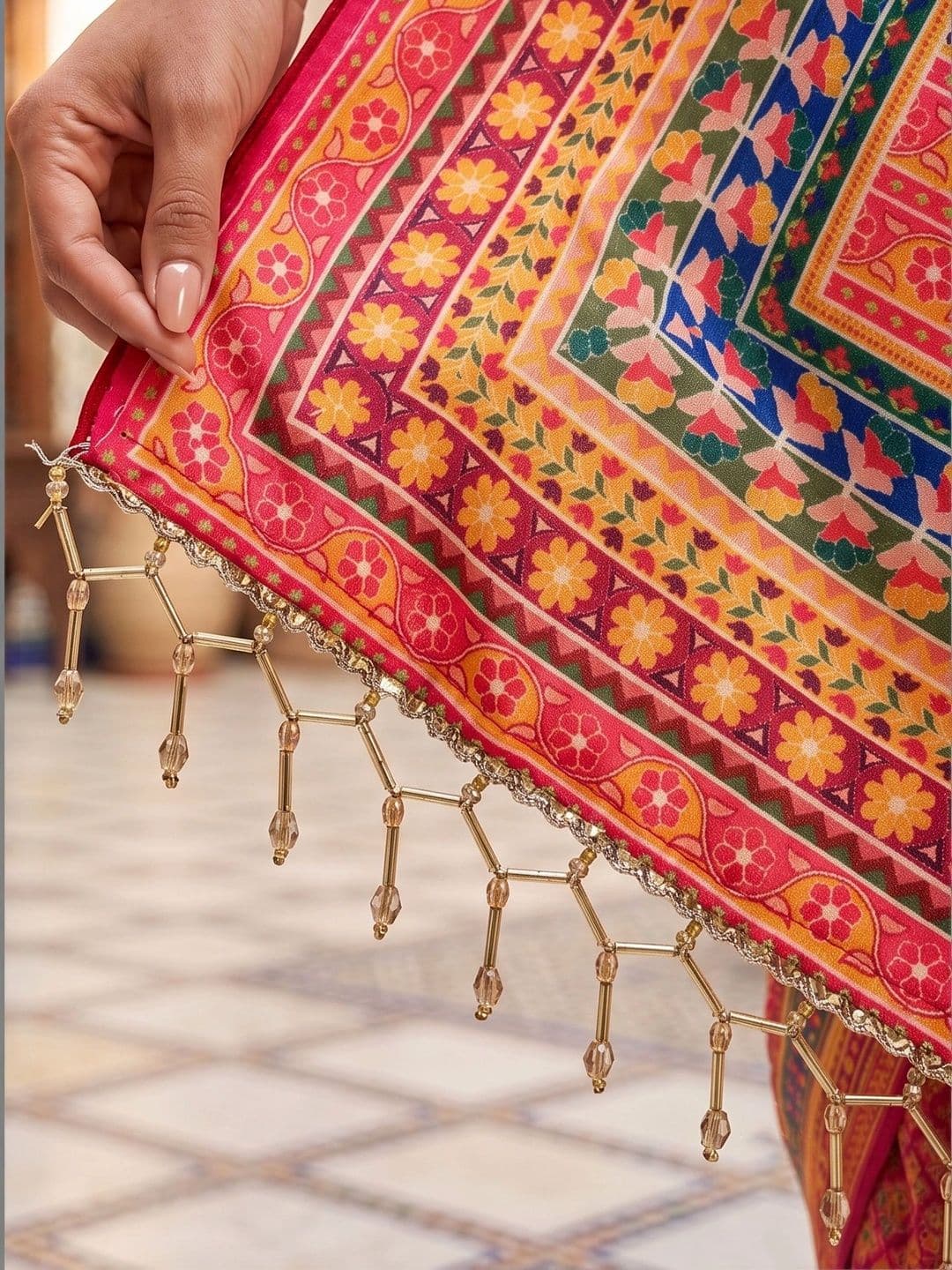 SARIYA Ethnic Motifs Beads and Stones Pure Georgette Saree thumbnail 6