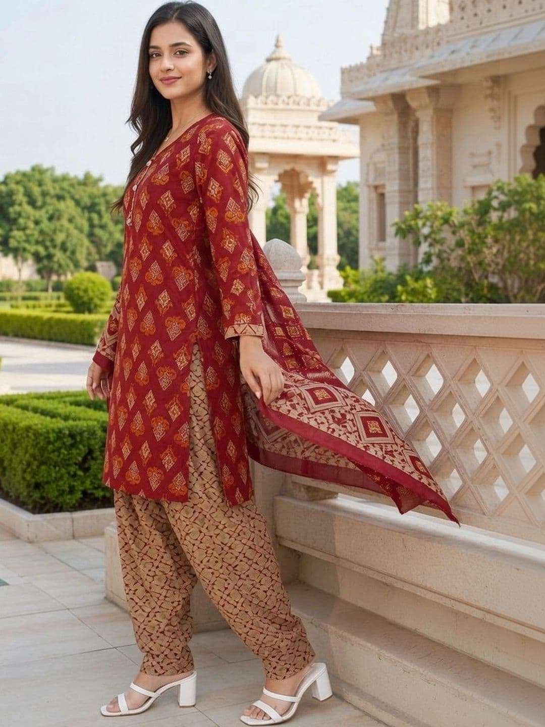 Rajnandini Women Ethnic Motifs Printed Regular Kurta with Patiala & With Dupatta thumbnail 7