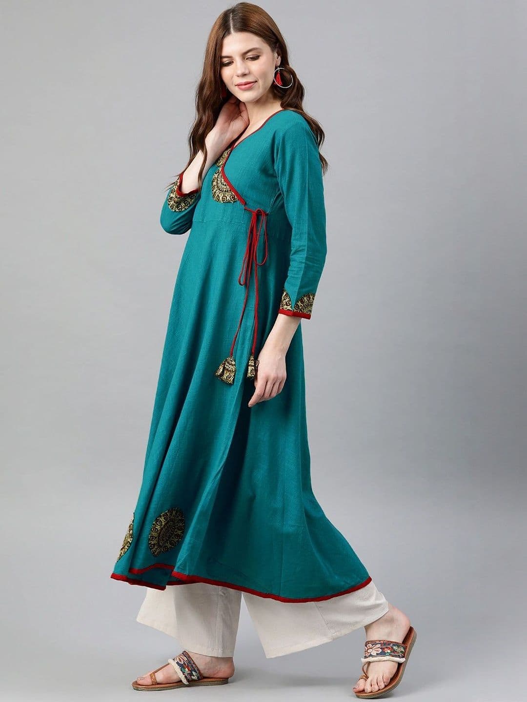 KALINI Women Ethnic Motifs Printed Patchwork Anarkali Kurta thumbnail 3
