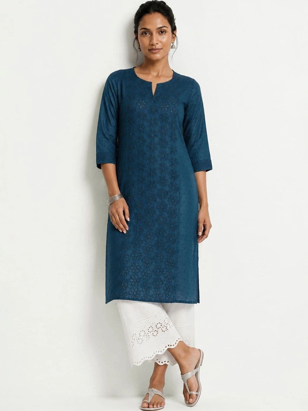 max Women Ethnic Motifs Embroidered Chikankari Kurta - view 1