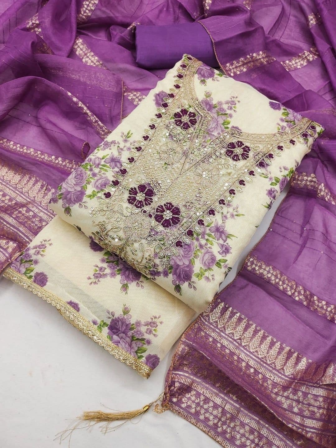 TAVAS Embroidered Unstitched Dress Material thumbnail 4