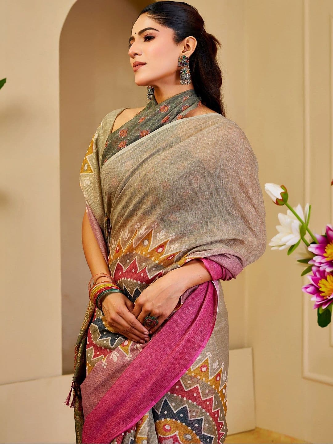 SAIYAMORI Kalamkari Pure Cotton Saree thumbnail 6