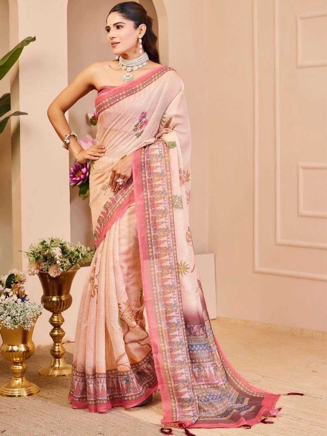 ZAMUNA Floral Tissue Designer Bhagalpuri Saree thumbnail 3