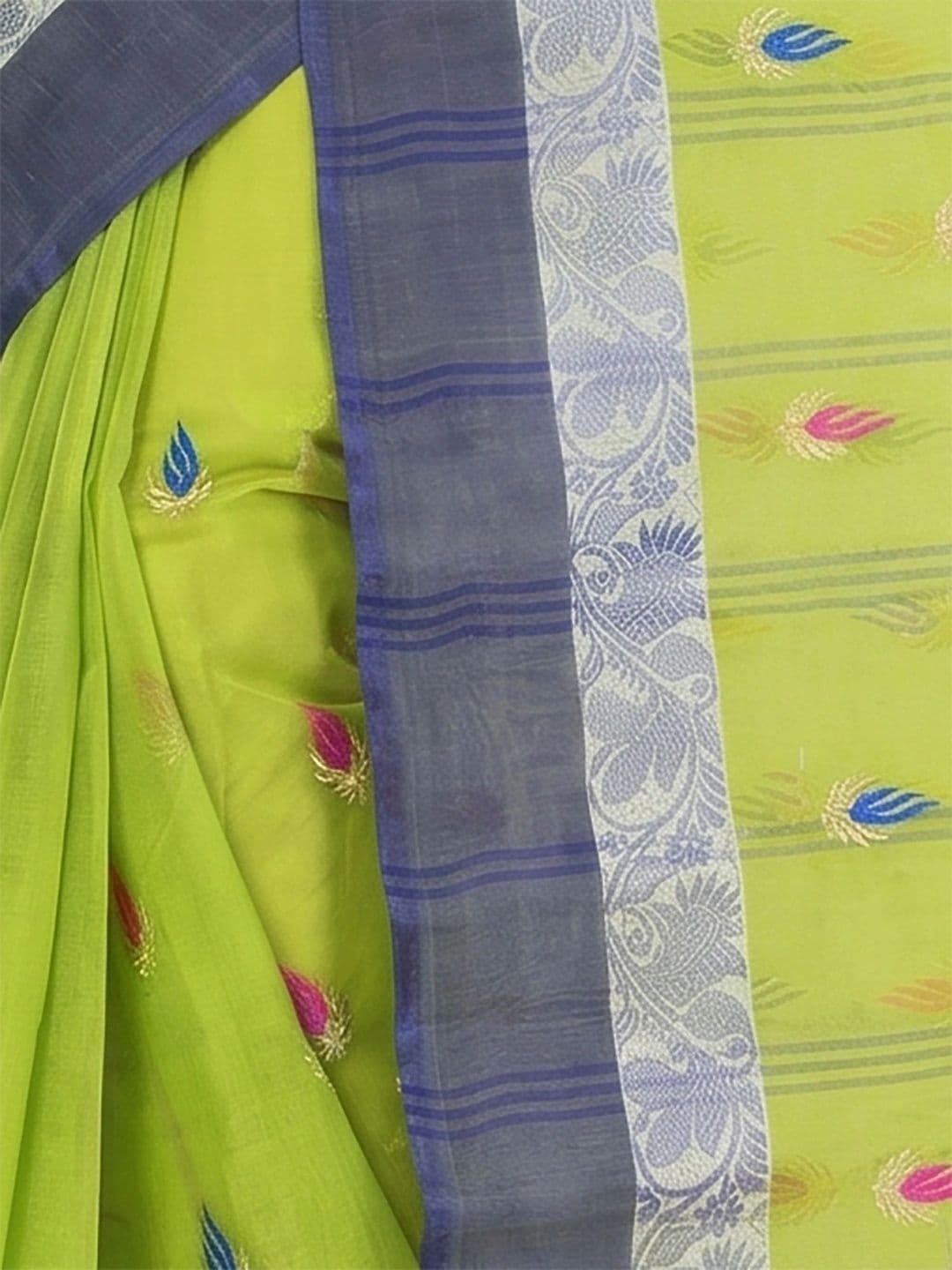 GitAsit Ethnic Motifs Woven Design Zari Pure Cotton Handloom Taant Saree thumbnail 6