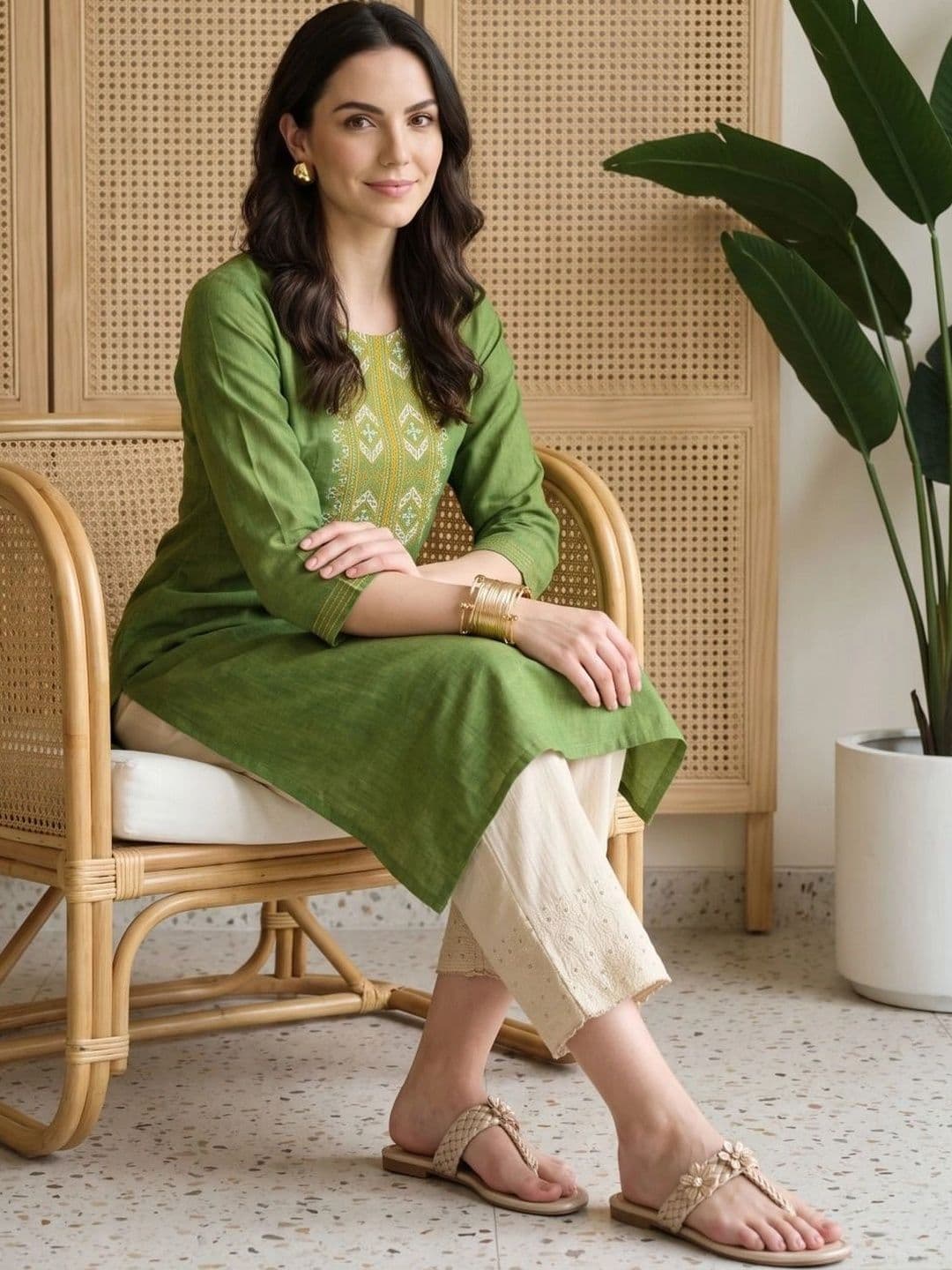 Anouk Women Ethnic Motifs Embroidered Thread Work Kurta thumbnail 3