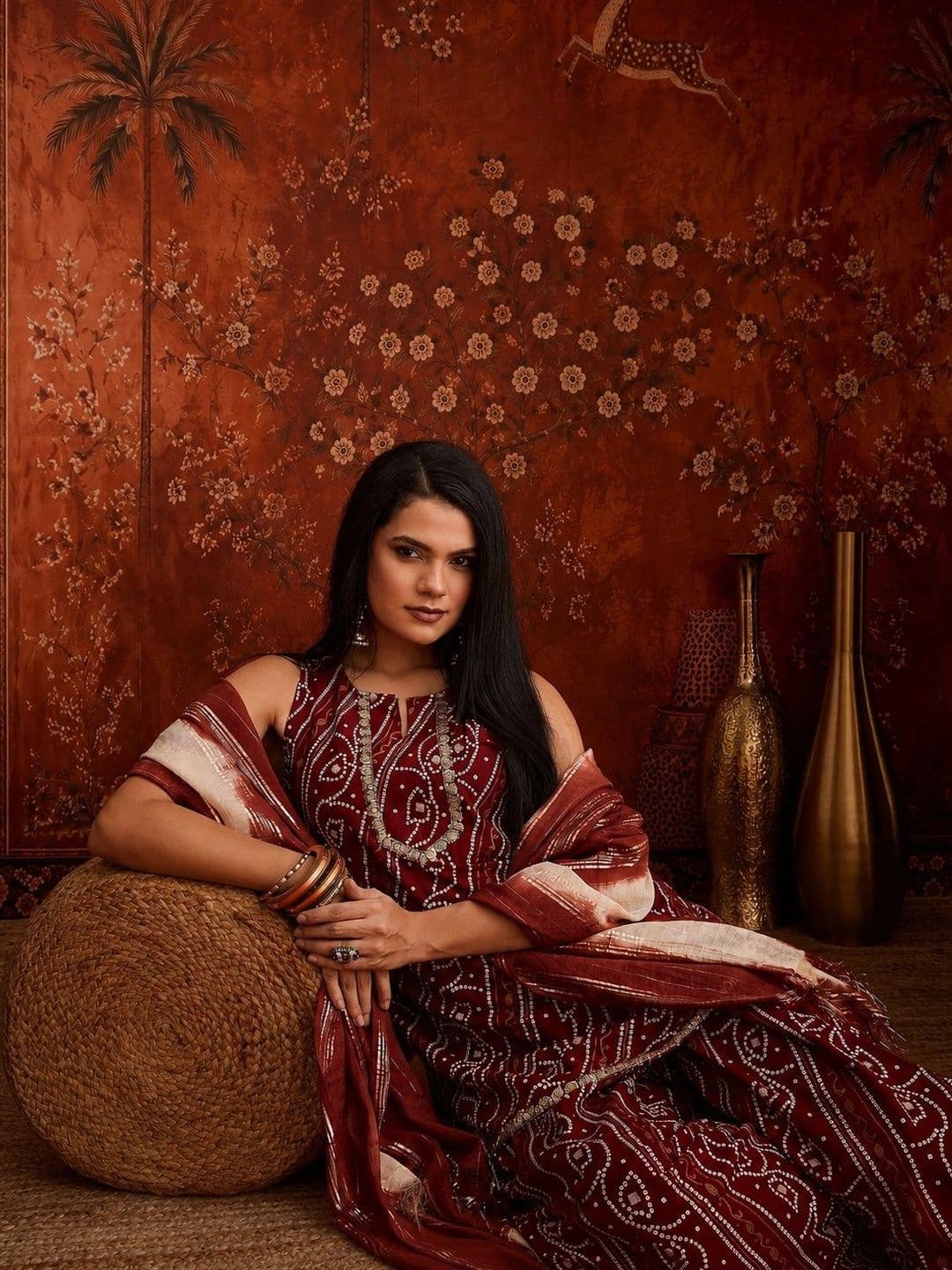 Sangria Women Ethnic Motifs Printed Regular Kurta with Patiala & With Dupatta thumbnail 2