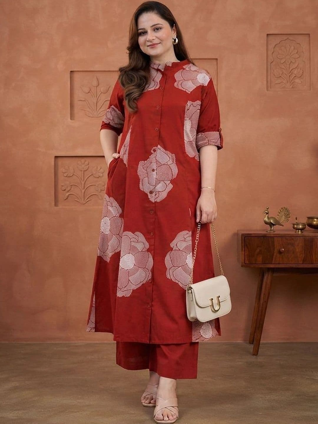 Badrika Women Floral Printed Regular Pure Cotton Kurta with Palazzos - view 1