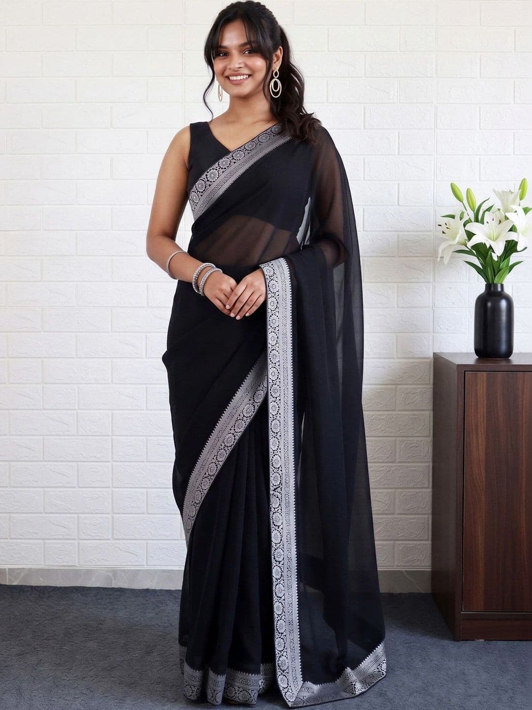 Anouk Pure Georgette Designer Saree - view 1