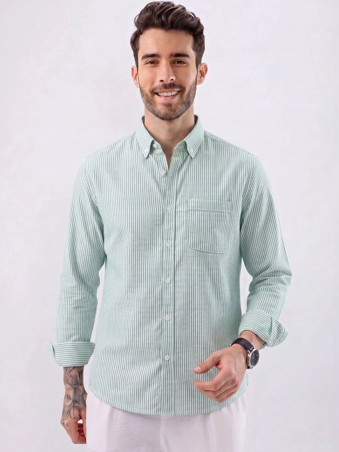 HENSHIKA Men Standard Striped Casual Shirt thumbnail 7