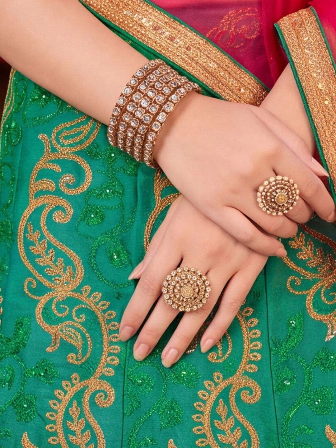 Anouk Rustic Thread Work Semi-Stitched Lehenga & Unstitched Blouse With Dupatta thumbnail 4