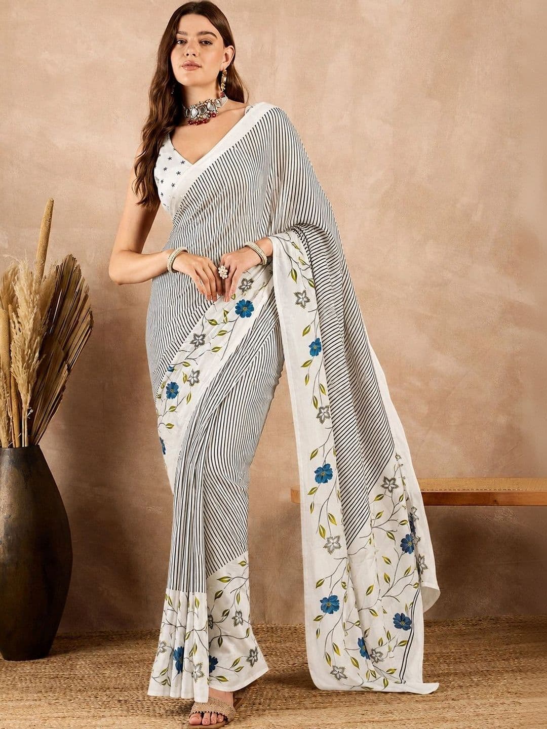 Sanwariya Silk Floral Poly Crepe Baluchari Saree - view 1