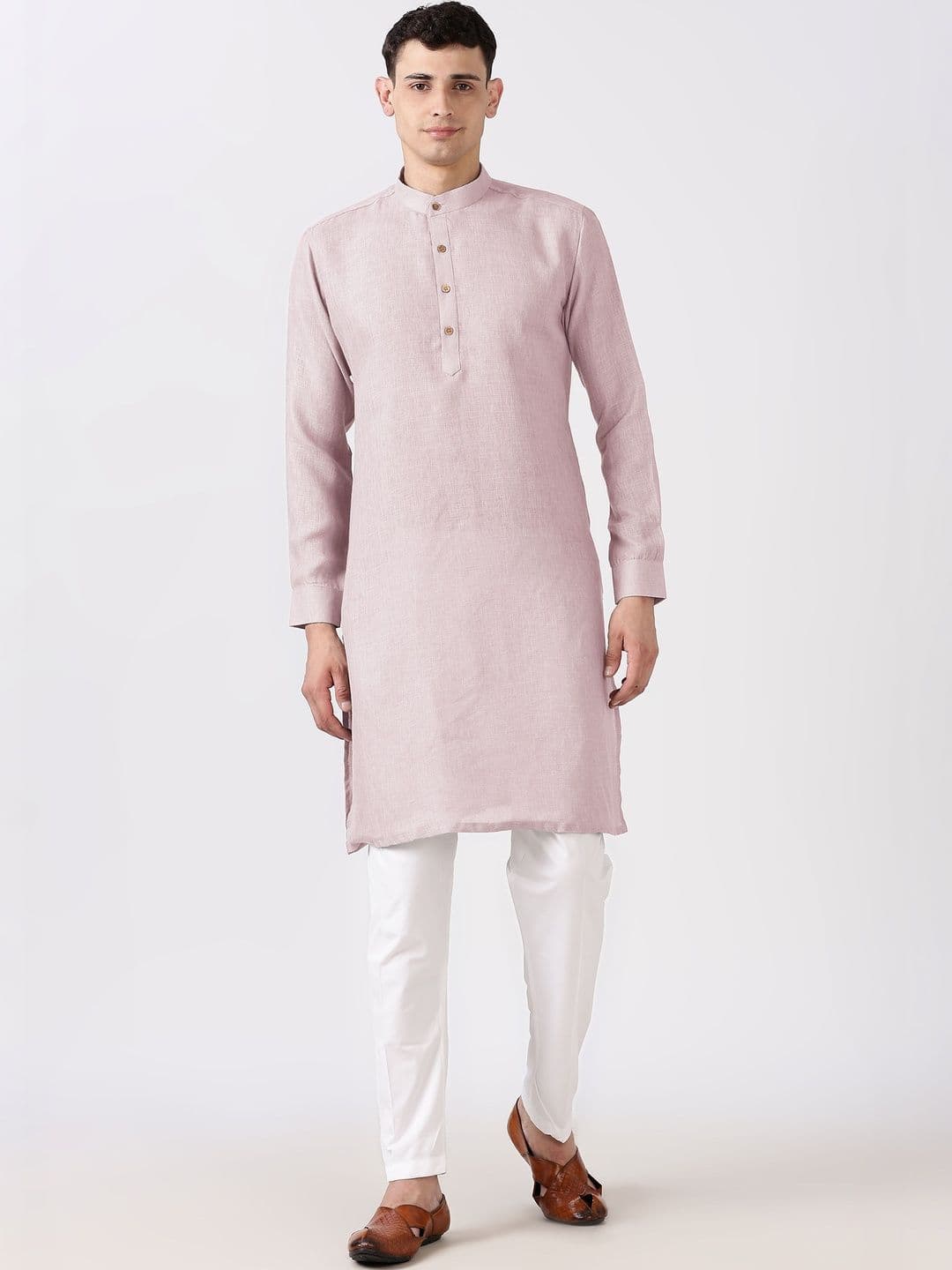 Anouk Men Cotton Linen Long Kurta - view 1