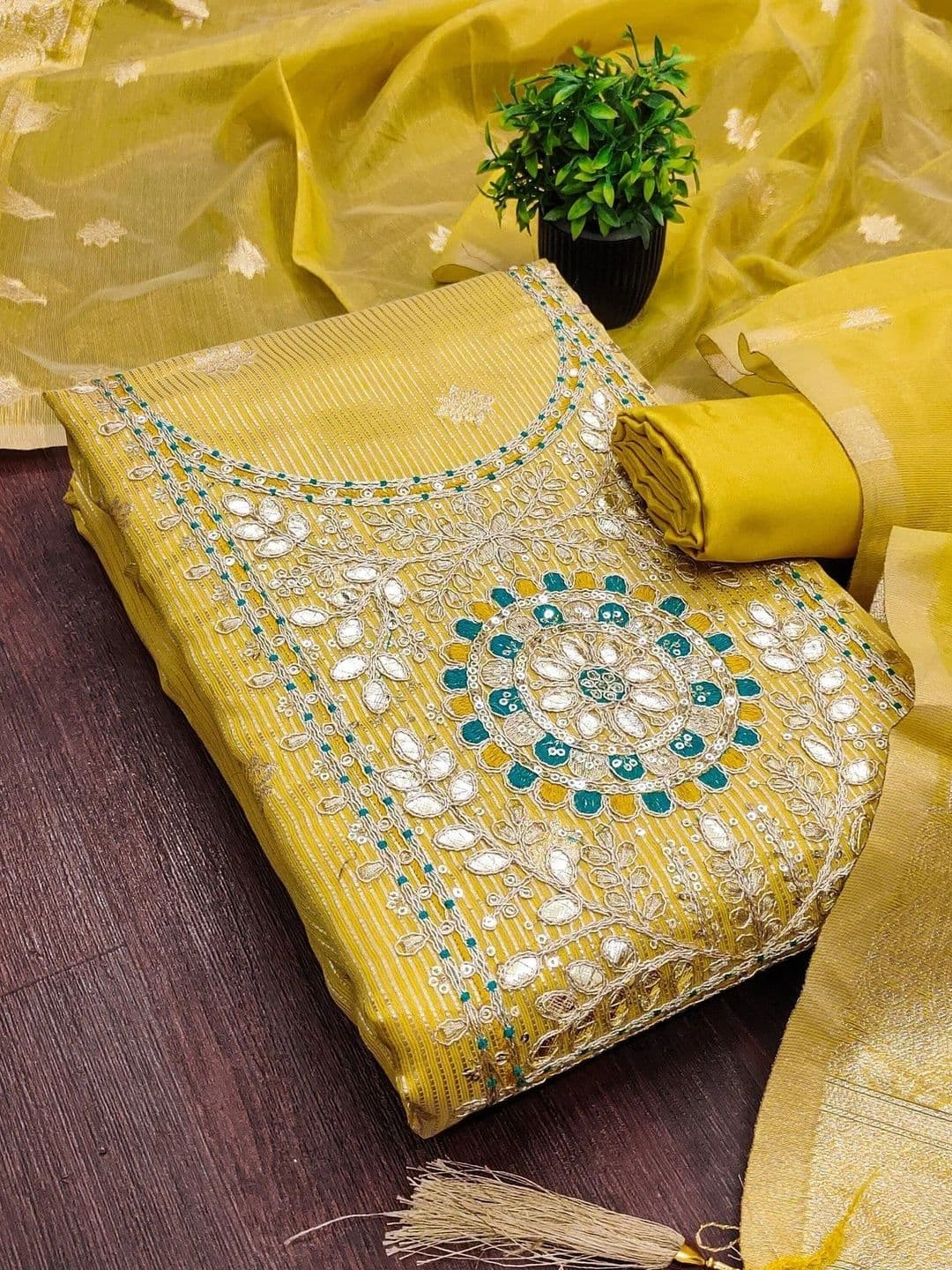 TAVAS Embroidered Unstitched Dress Material thumbnail 3