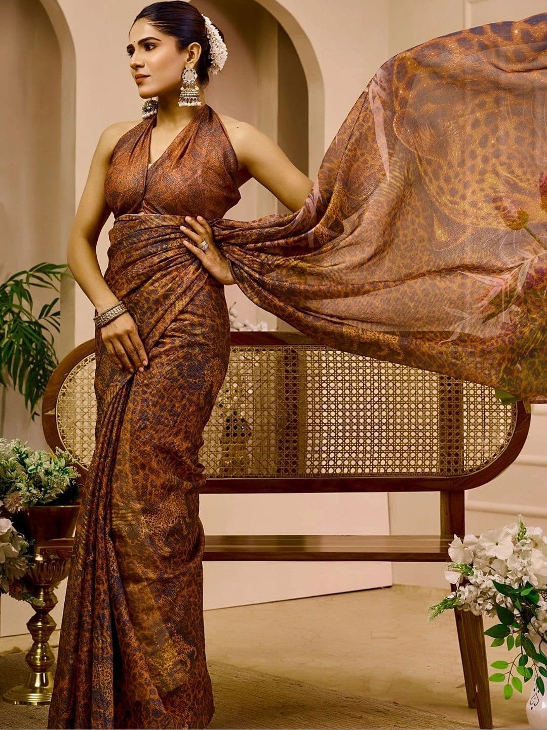 ZAMUNA Floral Tissue Designer Bhagalpuri Saree thumbnail 5